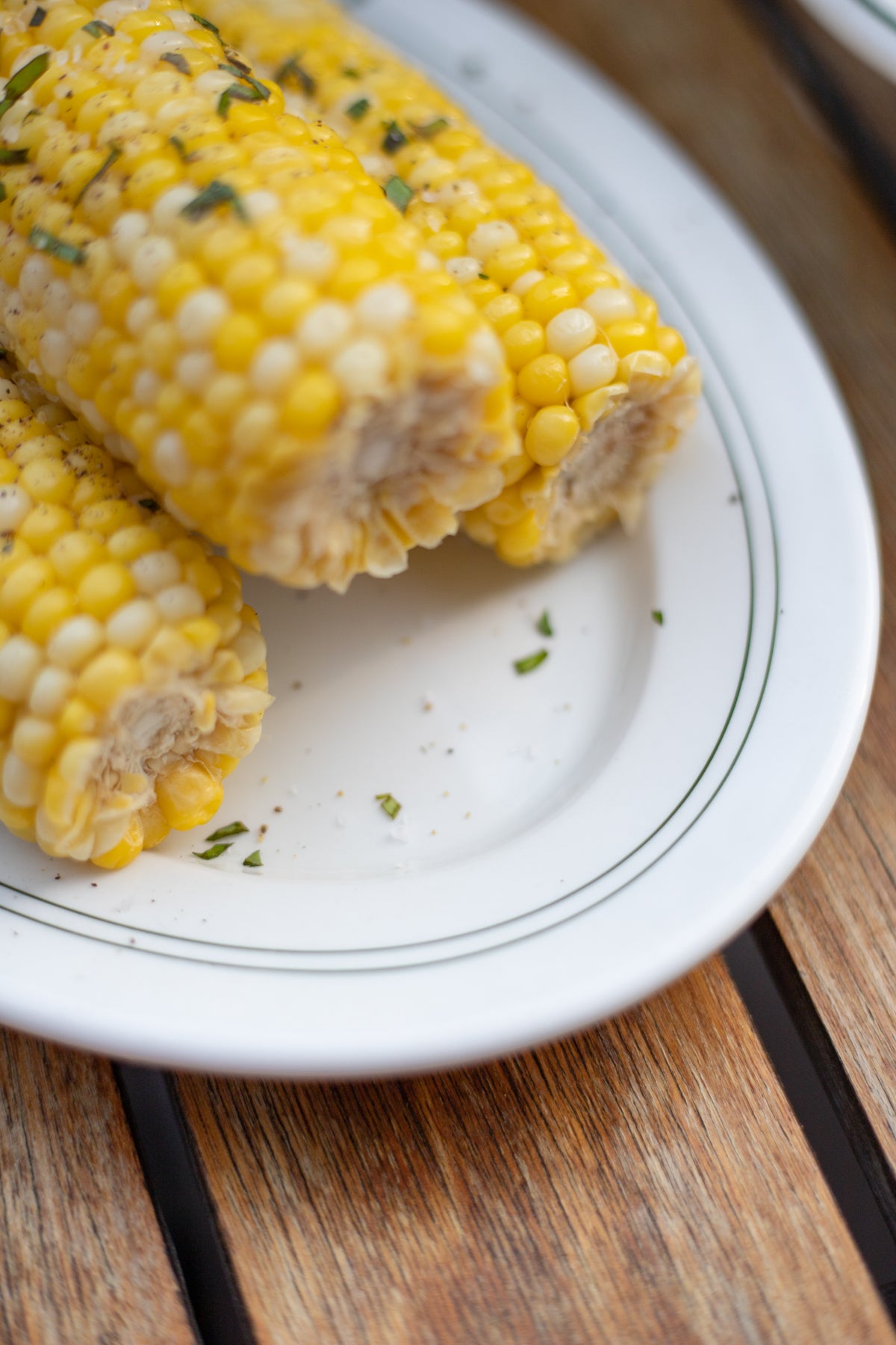 Vintage Outdoor Platter with Green Stripes