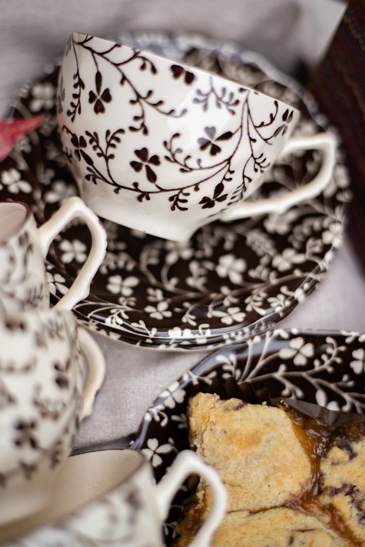 Vintage Laura Ashley Ironstone Teacups and Saucers - Set of 4