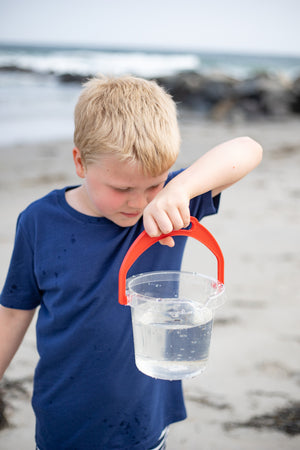 Clear Beach Bucket with Heavy-Duty Scoop