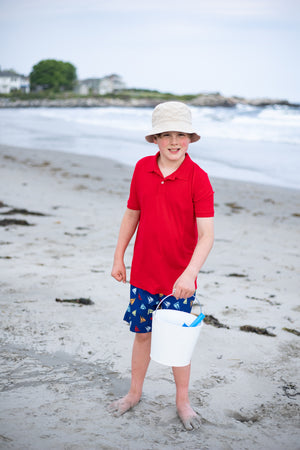 White Metal Beach Bucket with Scoop