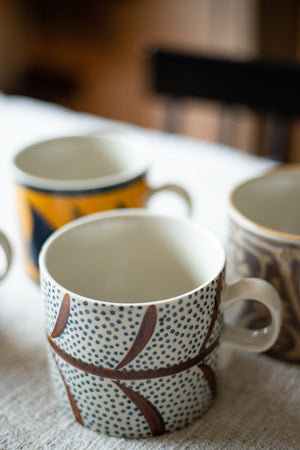 Hand-painted Stoneware Mugs - Set of 4