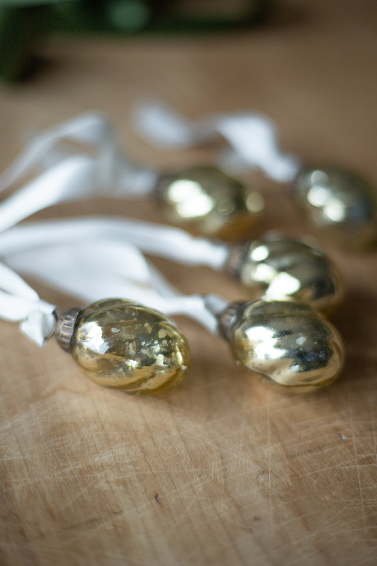 Mercury Glass Gift Tie-On - 1 3/4" Ornament - Set of 5 - Spiral