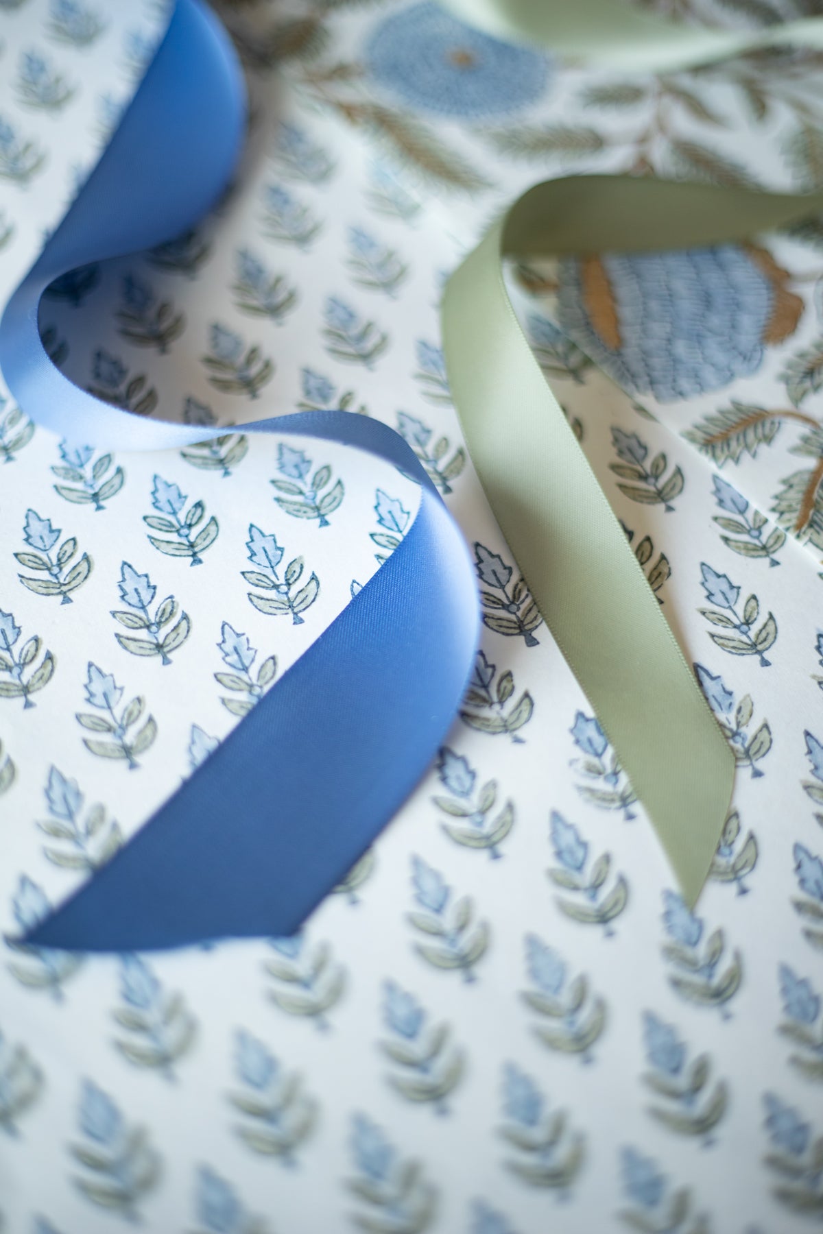 Hand Block Printed Gift Wrap Sheets - Sugar Hill