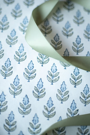 Hand Block Printed Gift Wrap Sheets - Sugar Hill