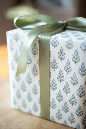 Hand Block Printed Gift Wrap Sheets - Sugar Hill