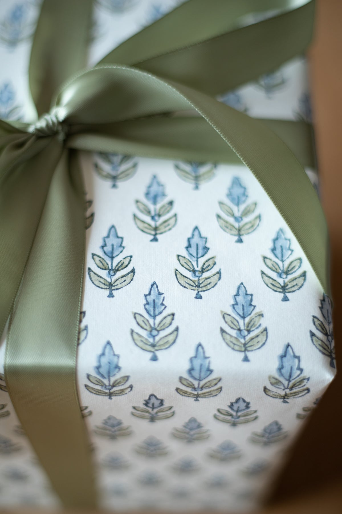 Hand Block Printed Gift Wrap Sheets - Sugar Hill