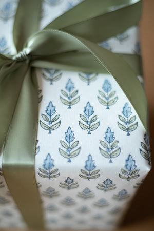 Hand Block Printed Gift Wrap Sheets - Sugar Hill