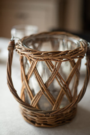 Classic Glass and Wicker Vase
