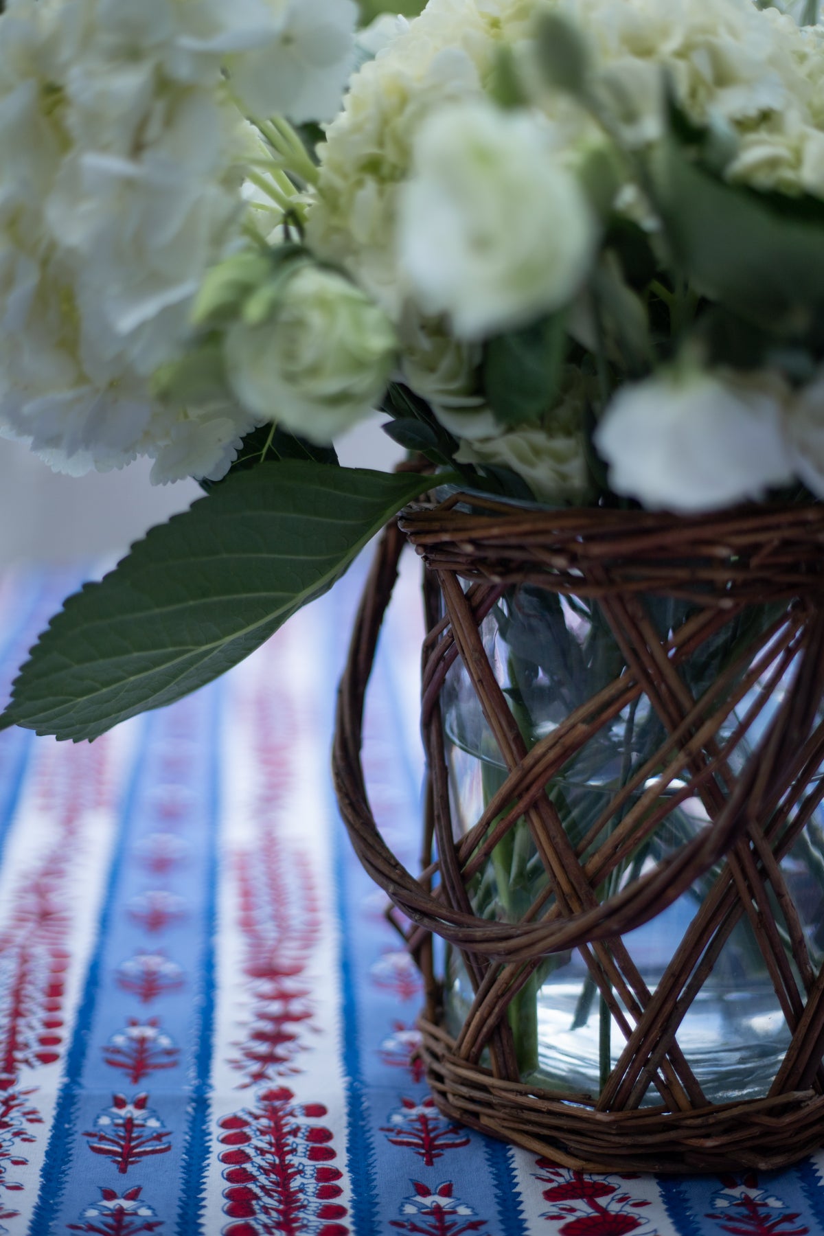 Classic Glass and Wicker Vase
