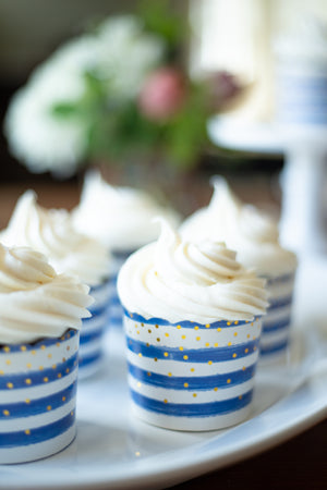 Blue and White Striped Baking Cups - Set of 20