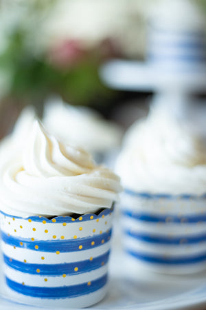 Blue and White Striped Baking Cups - Set of 20