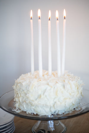 Tall Skinny Birthday Taper Candles - Color: Coconut - 12 ct