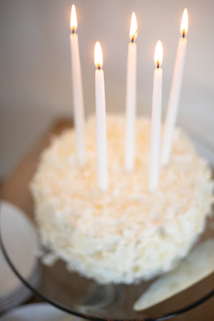Tall Skinny Birthday Taper Candles - Color: Coconut - 12 ct