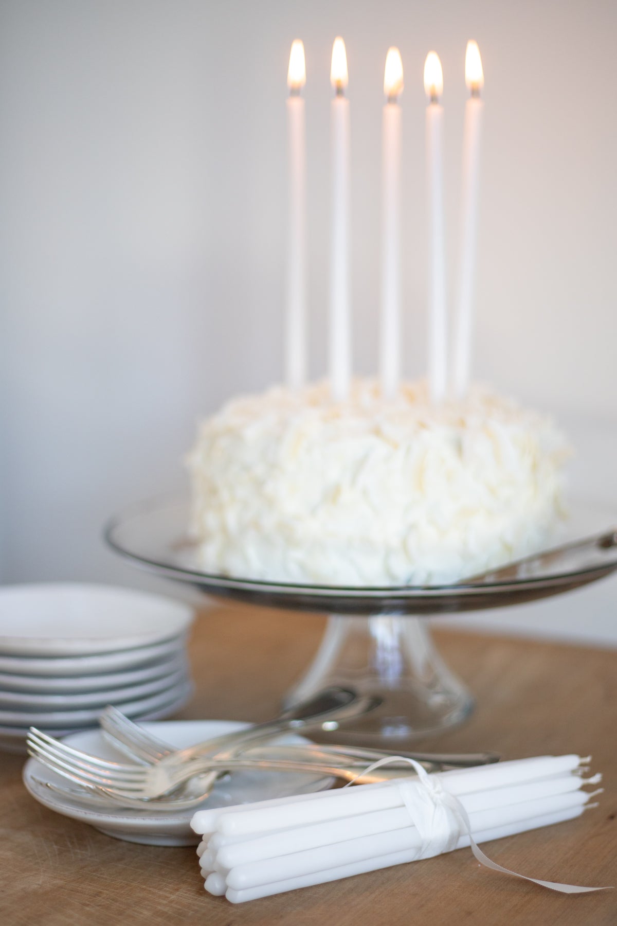 Tall Skinny Birthday Taper Candles - Color: Coconut - 12 ct