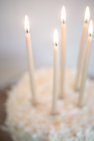Tall Skinny Birthday Taper Candles - Color: Mushroom - 12 ct