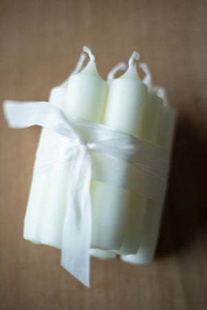 European Short Taper Candles - Ivory - Bundle of 8
