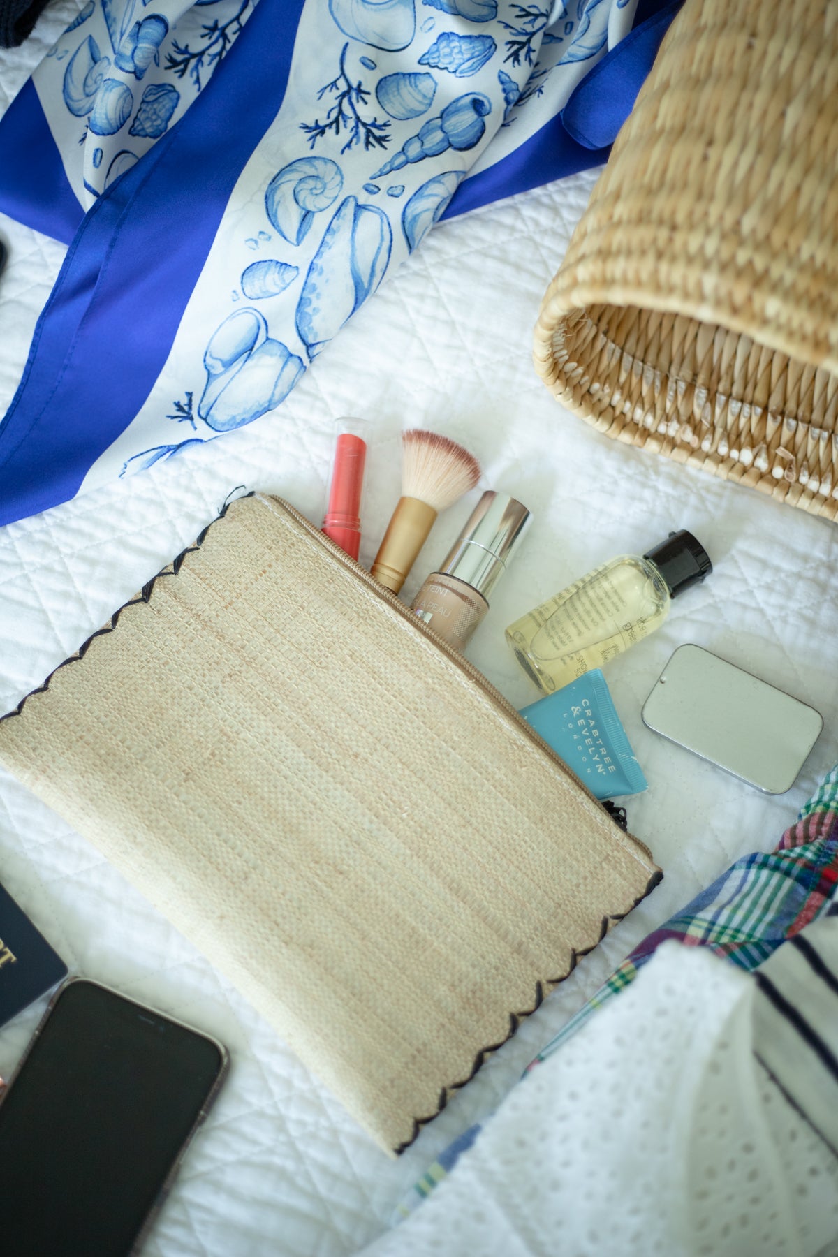 Natural Straw Zippered Pouches/Clutches - Set of 3