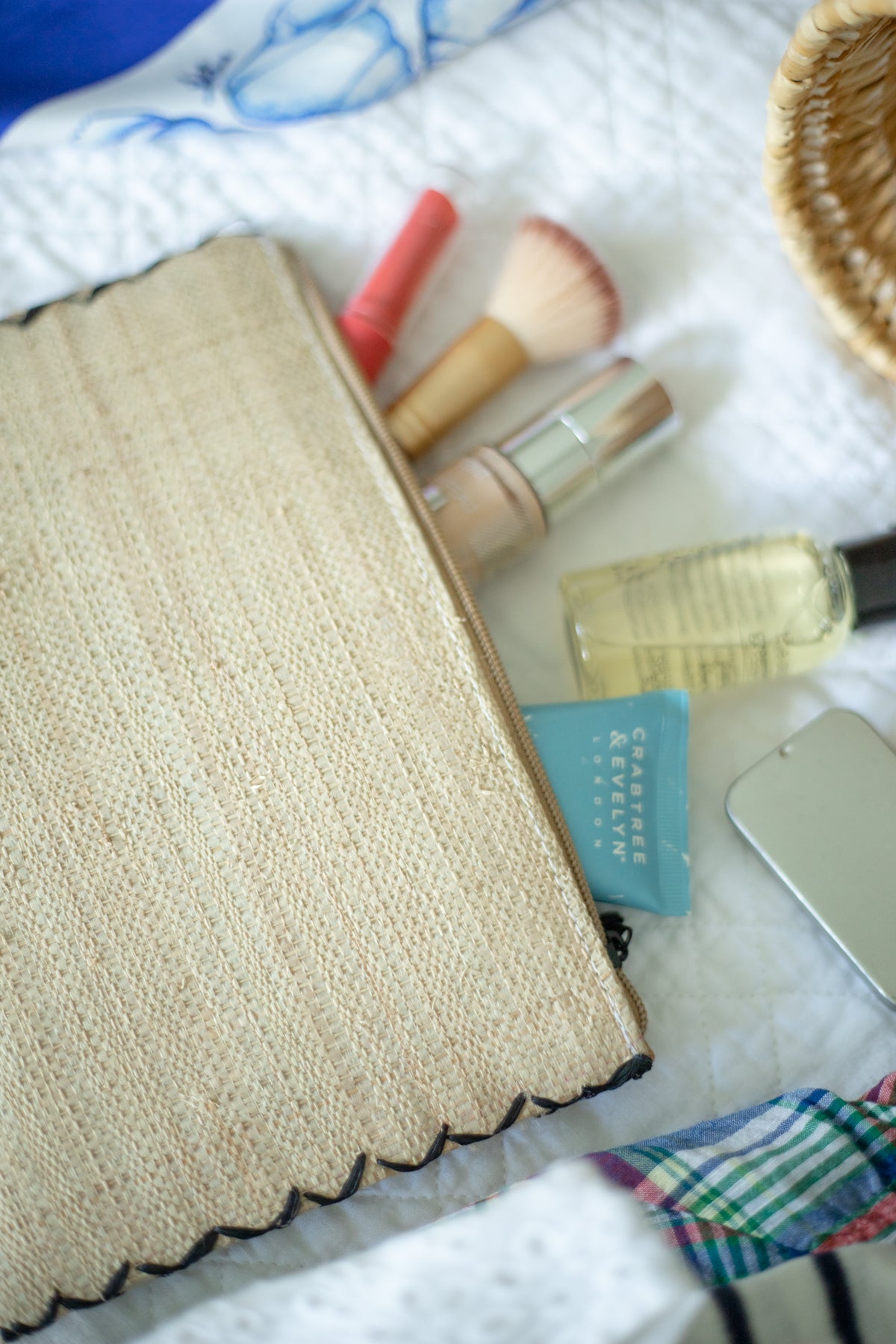 Natural Straw Zippered Pouches/Clutches - Set of 3