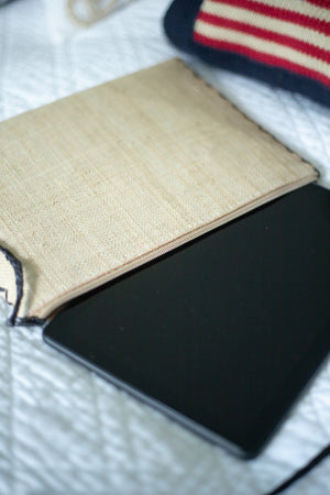 Natural Straw Zippered Pouches/Clutches - Set of 3