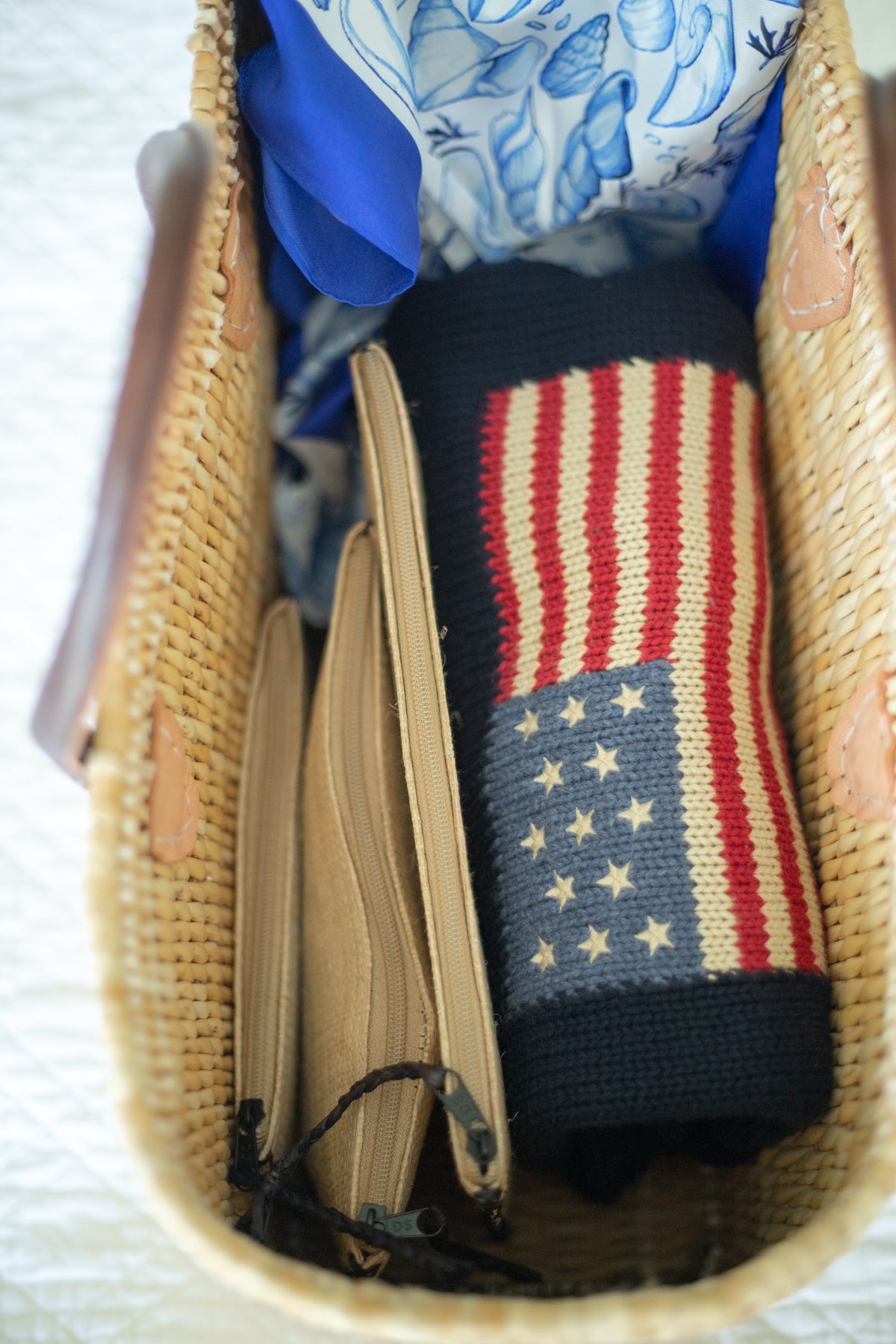 Natural Straw Zippered Pouches/Clutches - Set of 3
