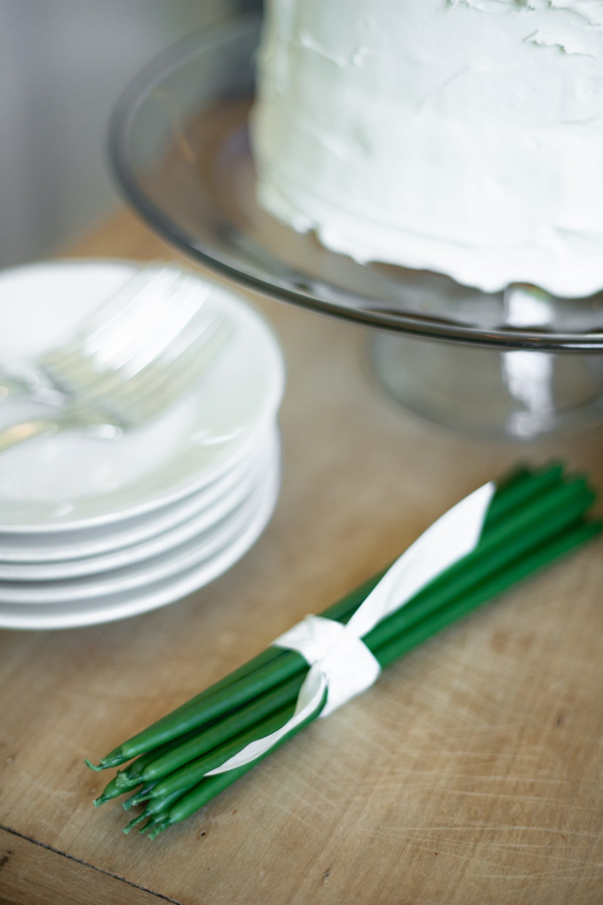 Tall Skinny Birthday Taper Candles - Color: Camp Green - 12 ct