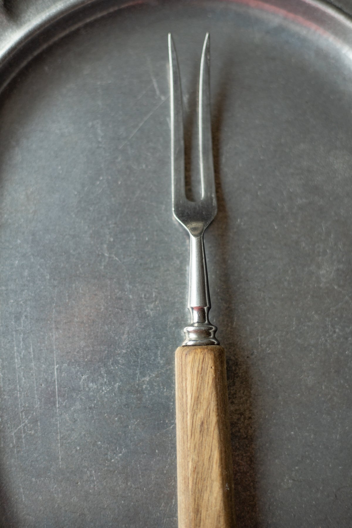 Vintage Meat Fork with Wooden Handle