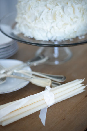 Tall Skinny Birthday Taper Candles - Color: Buttermilk - 12 ct