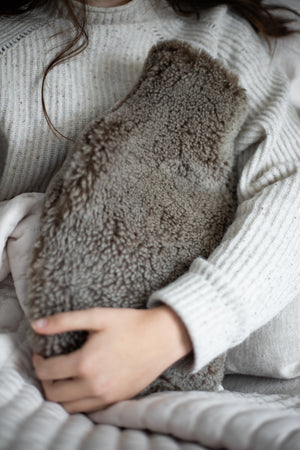 Sheepskin Hot Water Bottle Cover with Hot Water Bottle