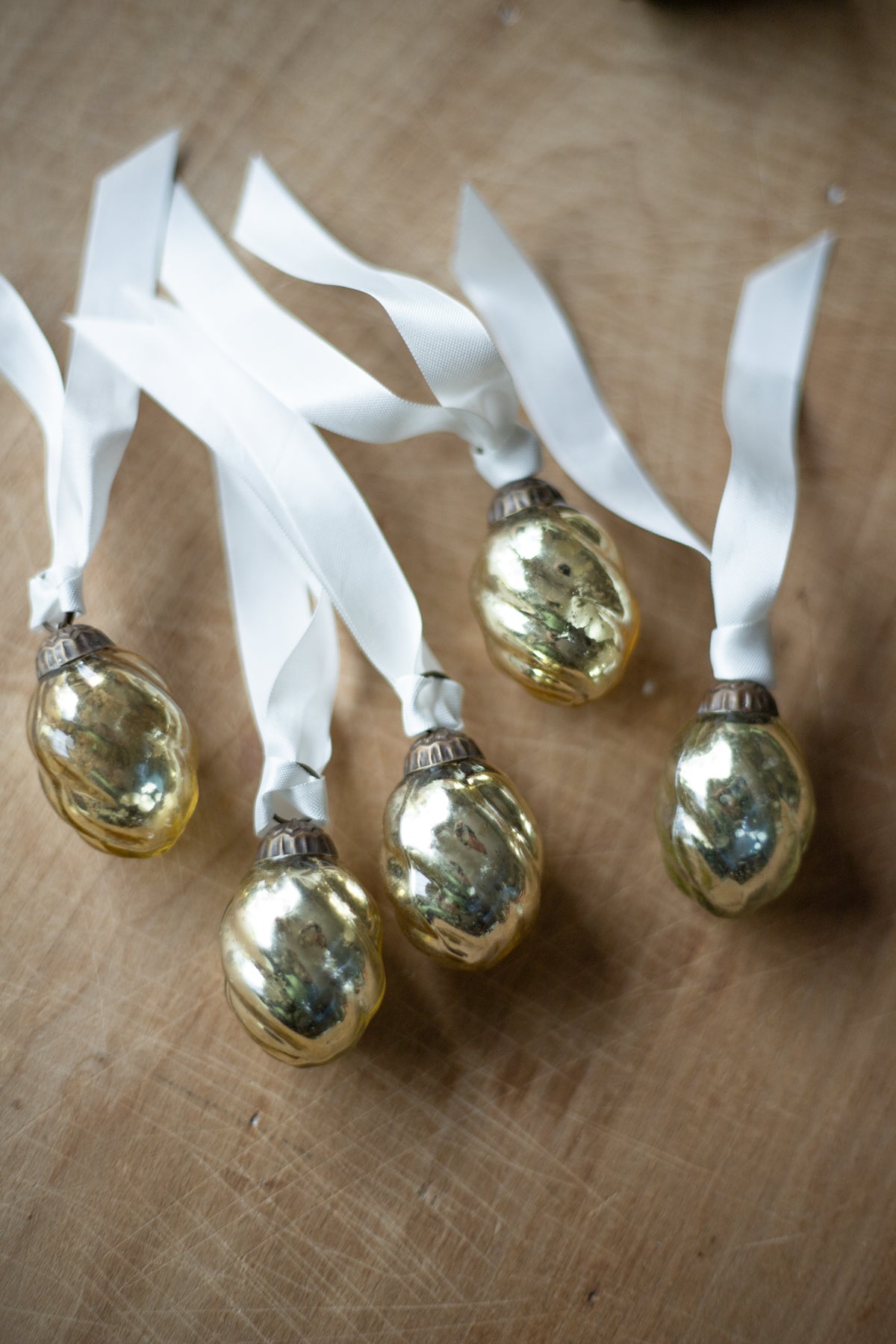 Mercury Glass Gift Tie-On - 1 3/4" Ornament - Set of 5 - Spiral