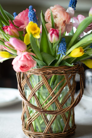 Classic Glass and Wicker Vase