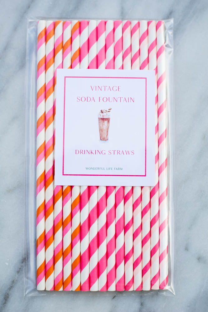 Drinking Straws - Vintage Soda Fountain - Pack of 15
