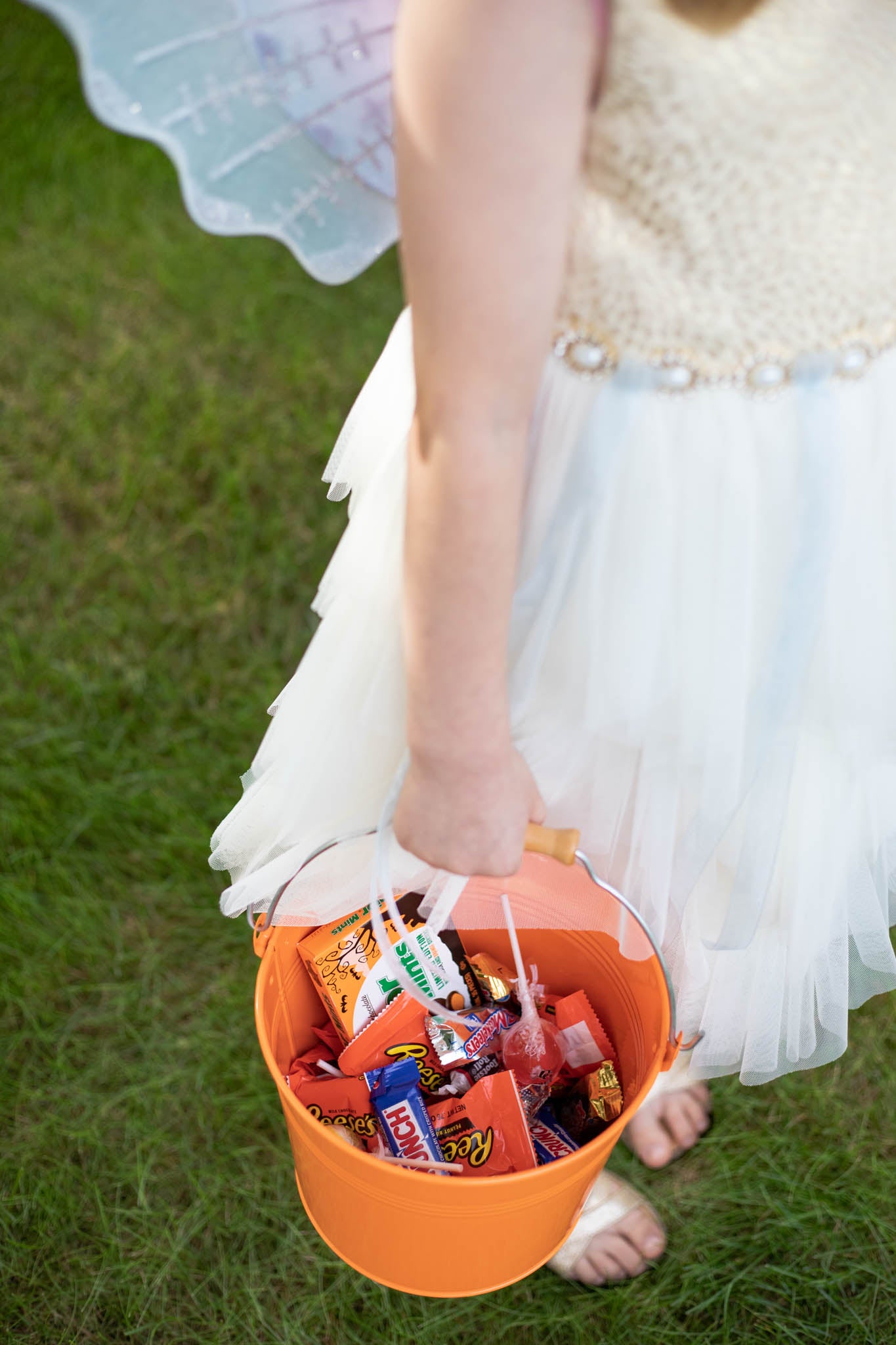 Orange Metal Halloween Candy Bucket