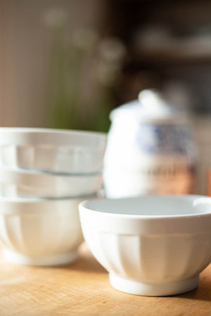 White Café au Lait Bowls/Oatmeal Bowls - Set of 4