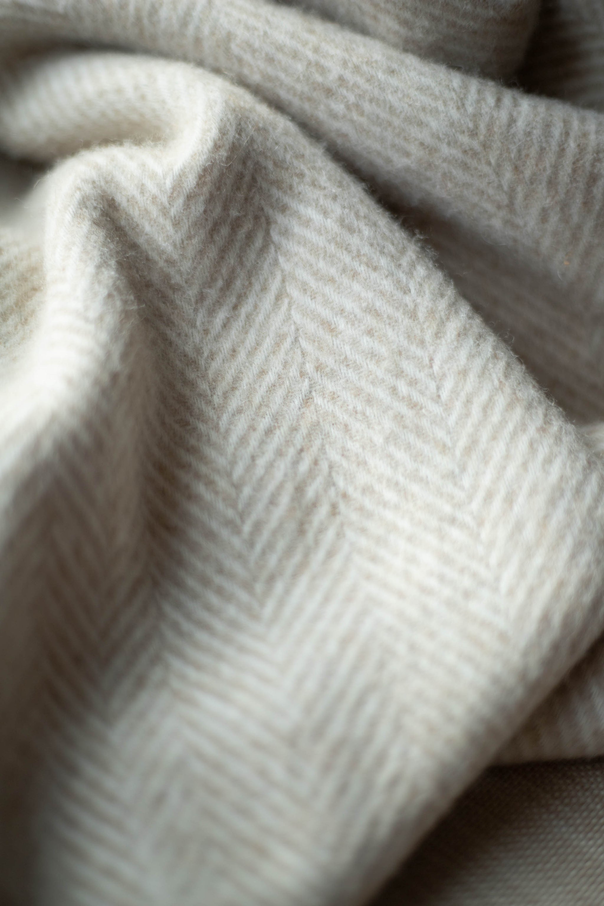 Shetland Wool Throw - Natural Herringbone