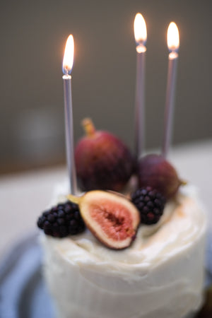 Silver Birthday Candles - 4" - Set of 12