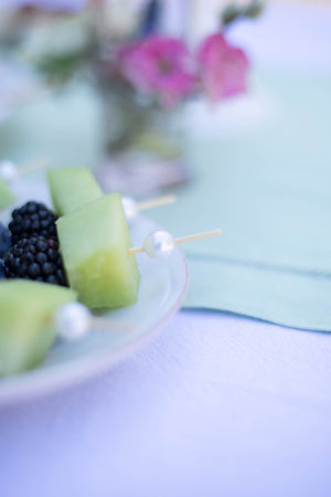 Bamboo Skewers/Cocktail Picks with Pearls - Set of 20