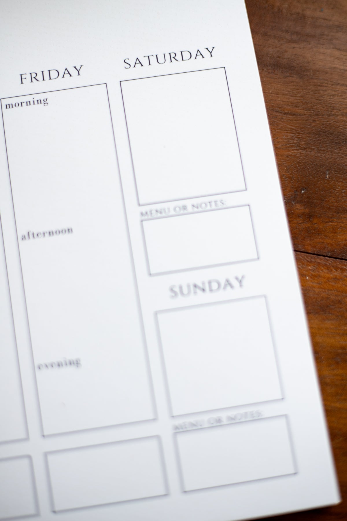 Weekly Calendar Notepad