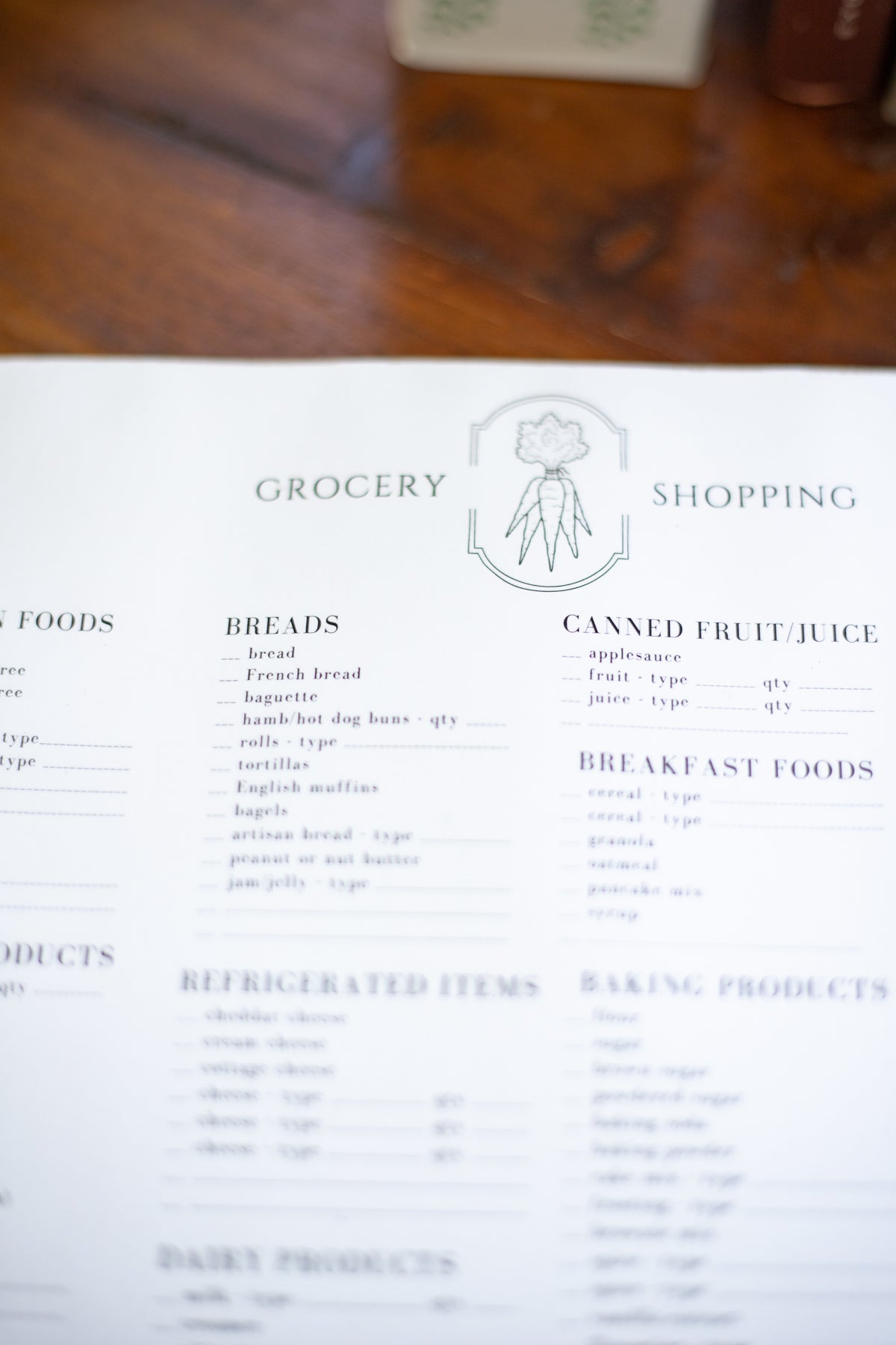 Grocery List Notepad