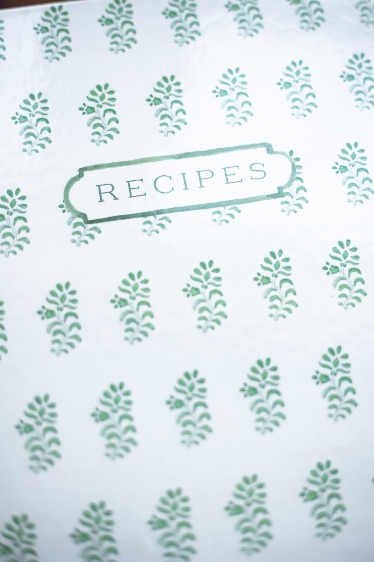 Green Block Print 3-Ring Recipe Binder