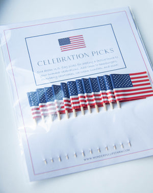 Celebration Picks - U.S. Flag - Pack of 20