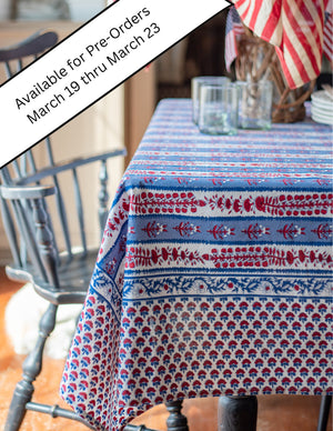 Red, White, and Blue Handprinted Tablecloth