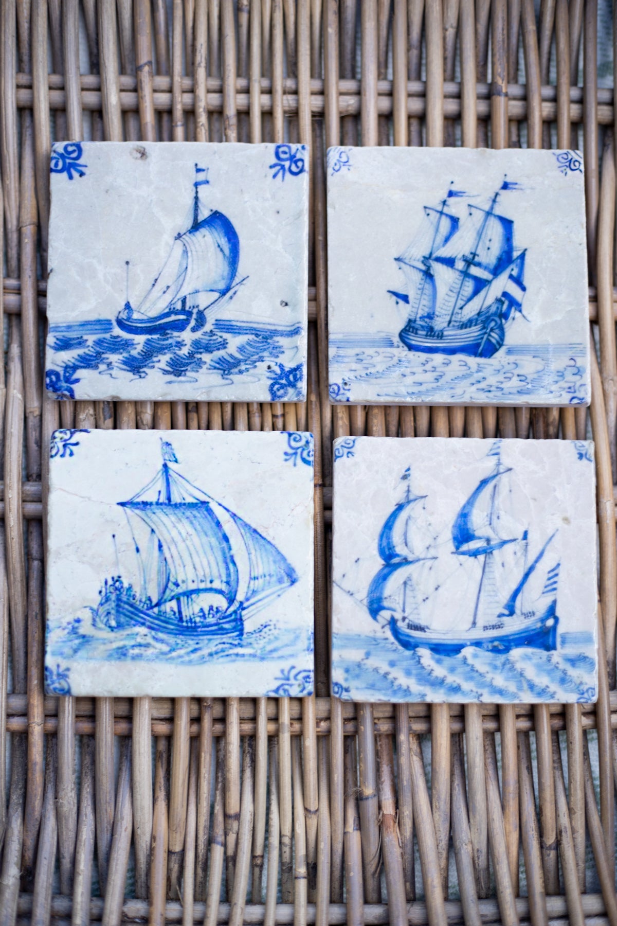 Delft Tile-Style Marble Coaster