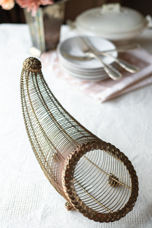 Vintage Brass Wire Cornucopia