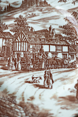 Vintage English Brown Cottage Dinner Plate