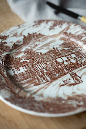 Vintage English Brown Cottage Dinner Plate