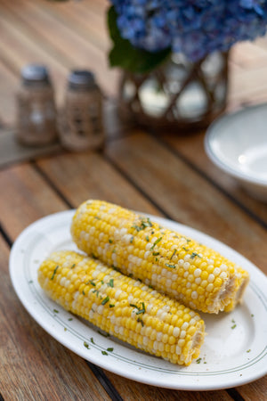 Vintage Outdoor Platter with Green Stripes