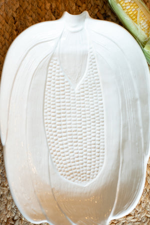 Vintage White Corn Platter