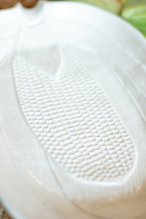 Vintage White Corn Platter