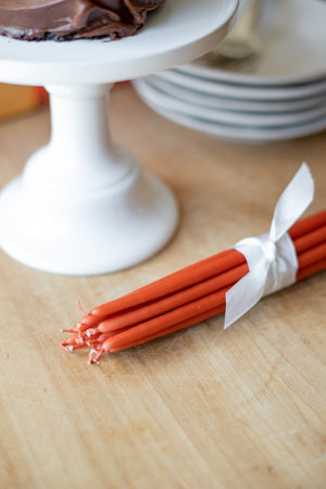 Tall Skinny Birthday Taper Candles - Color: Burnt Pumpkin - 12 ct