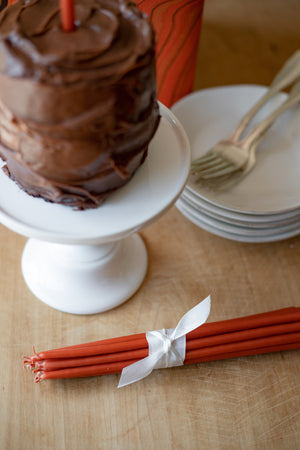 Tall Skinny Birthday Taper Candles - Color: Burnt Pumpkin - 12 ct